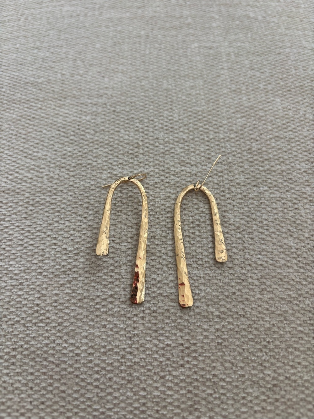Trendy boutique Gold Hammered U-Arch Drop Earrings